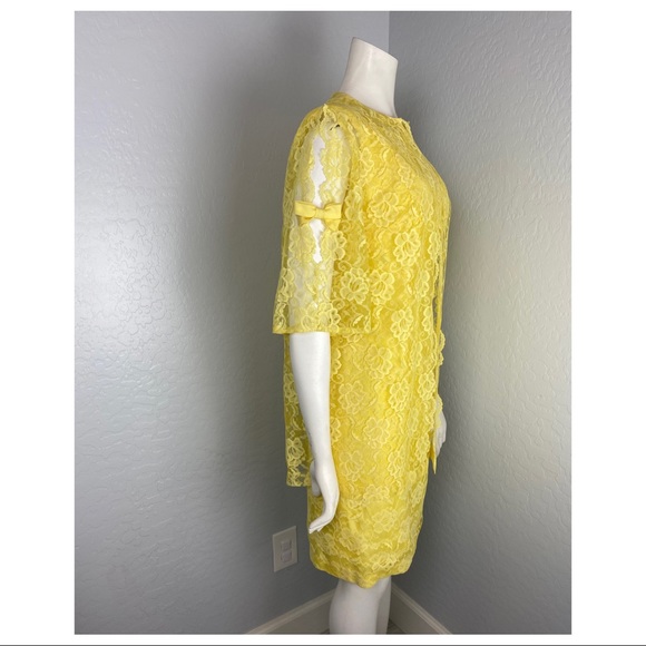 Vintage Yellow Lace Lilli Diamond Dress & Coat Set - Picture 2 of 10
